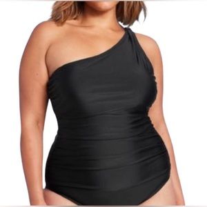 Kona Sol Black One Piece Bathing Suit, Size 16